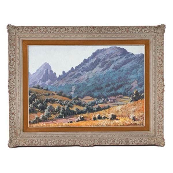 ALFONSO  PARRAS VILCHEZ  (Torredelcampo, Jaén 1934) "Paisaje con casas"