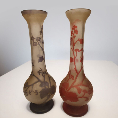 Excepcional Pareja de Jarrones Art Nouveau de Fritz Heckert para Gallé.