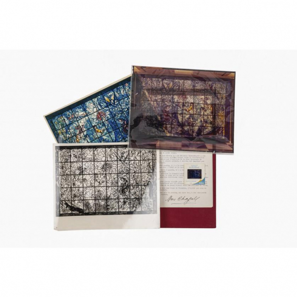 MARC CHAGALL (1887 - 1985) Importante conjunto de maqueta original para el libro "Chagall, Le plafond de L'Opéra de París", André Sauret 1965.