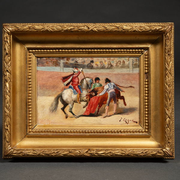 "Picador con el toro"  L. LUQUE, Escuela Española del siglo XIX-XX