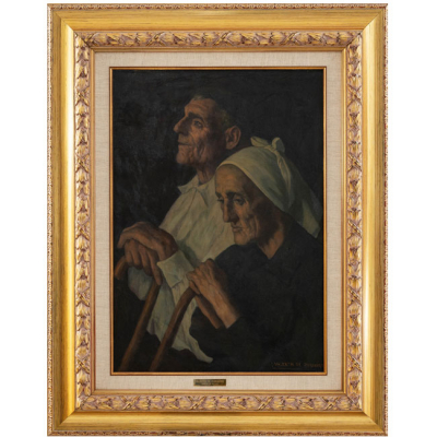 &quot;Viejos Vascos&quot;  VALENTÍN DE ZUBIAURRE (Madrid, 1879-1963)   Técnica: Óleo/Lienzo