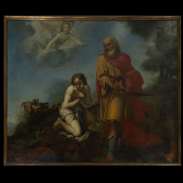 El Sacrificio de Isaac, Maestro Romano o Napolitano de la escuela Romana de Pompeo Batoni o Luca Giordano , activo en Italia en los siglos XVII - XVIII