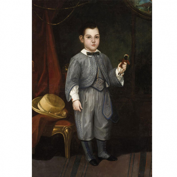 Ecuela Colonial S. XIX.   "Retrato de Fco. Gutierrez (187?)". Óleo sobre lienzo. 