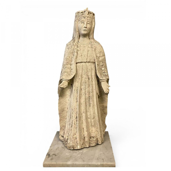 "Virgen g&oacute;tica orante coronada", Italia central o Francia, finales del siglo XIV - comienzos del siglo XV 