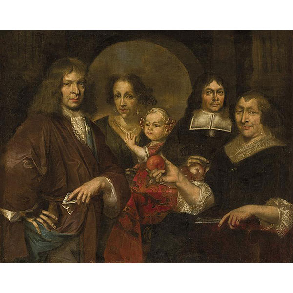 ESCUELA HOLANDESA S. XVII   "Retrato familiar". Óleo sobre lienzo.