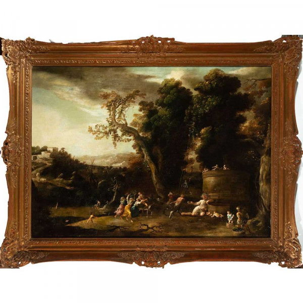 El Triunfo de Baco, a la manera de David Teniers el Joven (Amberes, 1610-1690), escuela flamenca del siglo XVII.