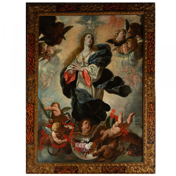 Gran Virgen Inmaculada. Acisclo Antonio Palomino y Velasco, Bujalance, Córdoba, 1655 - Madrid, 1726.   Óleo sobre lienzo.