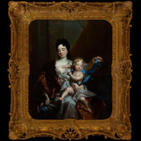 Nicolas de Largillière (París, 1656 - 1746) "Retrato de Catherine Marton y Luis de Borbón, 2º duque de Bretaña" (c.1708).    