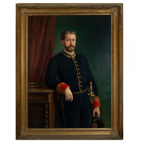 Antonio Gisbert "Retrato de militar con uniforme". Escuela Espa&ntilde;ola. Siglo XIX. Firmado. 