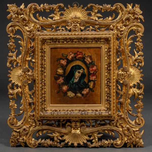 "Virgen con orla de flores"  ESCUELA ESPAÑOLA DEL SIGLO XX