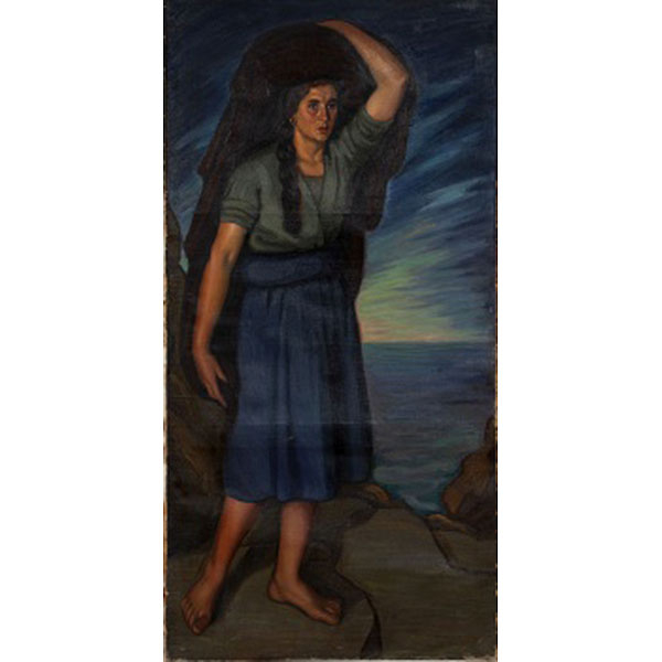 ESCUELA VASCA   (Pp. S. XX)  &quot;Pescadora &quot;  Óleo / Lienzo
