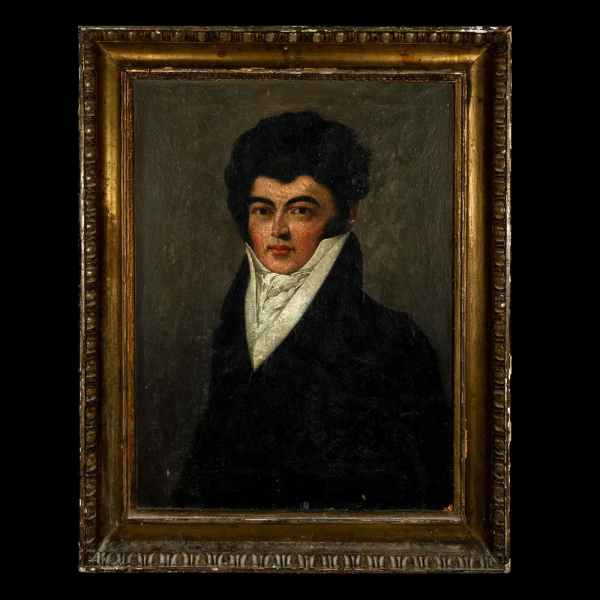 Escuela Rumana del siglo XIX - Retrato de Alexandru Dimitrie Ghica (1796, Valaquia - 1862, Nápoles, Italia).   Óleo sobre lienzo.