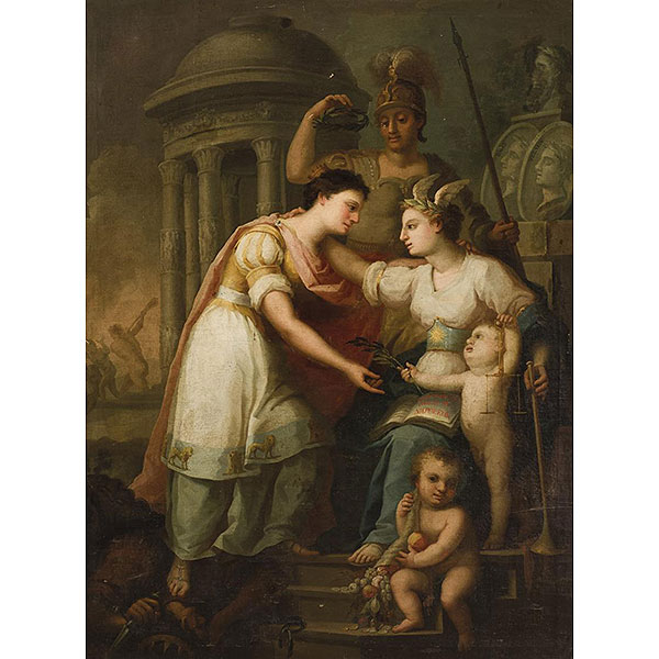 ESCUELA ESPAÑOLA S. XIX   "Epaña deriva el poder colosar de Napoleón". 