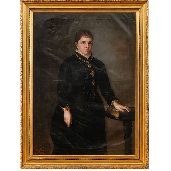 "Retrato de Dama de tres cuerpos"  Autor&iacute;a: Jose Antonio de Alarc&oacute;n, Escuela Espa&ntilde;ola, S. XIX