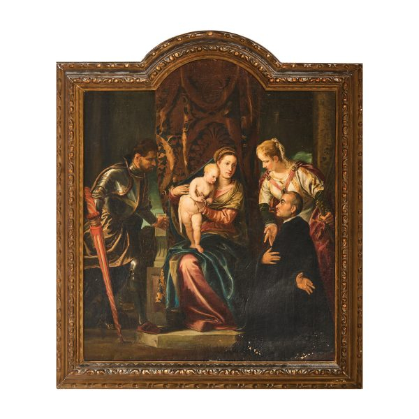 Escuela europea, s.XIX. La Adoración de la Virgen. Óleo sobre tela.