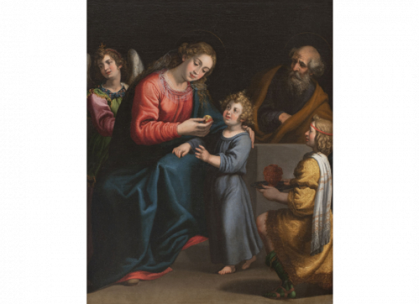 VICENTE CARDUCHO (Florencia, h 1576/1578 - Madrid, 1638).  Sagrada Familia  h. 1630-1638   Óleo sobre lienzo. 