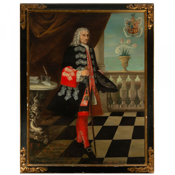 Gran Retrato de Caballero, con marco de época, siglo XVII. 