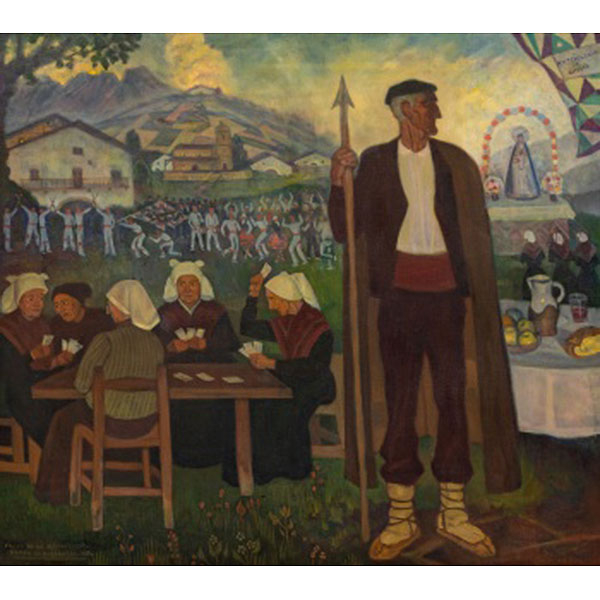 RAM&Oacute;N DE ZUBIAURRE Y AGUIRREZABAL  (Garay, Vizcaya 1882 - Madrid 1969) "Domingo en mi aldea"