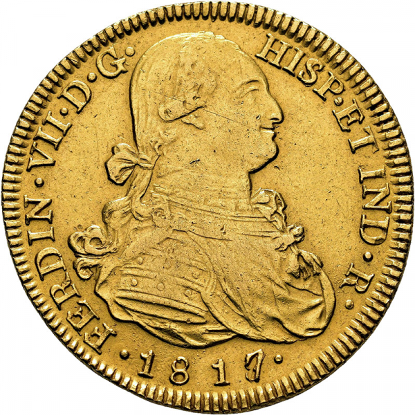 Moneda 1817 Fernando-VII Potosi FJ 8 Escudos M.B.C. 