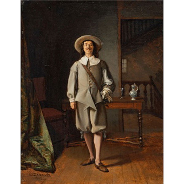 EDUARDO ZAMACOIS Y ZABALA  (Bilbao 1842 - Madrid 1874) "Personaje de corte"  Óleo / Tabla