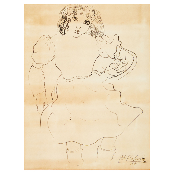 Benjamín Palencia (Borrax, Albacete, 1894-Madrid, 1980) Muchacha. Dibujo a tinta y plumilla sobre papel.