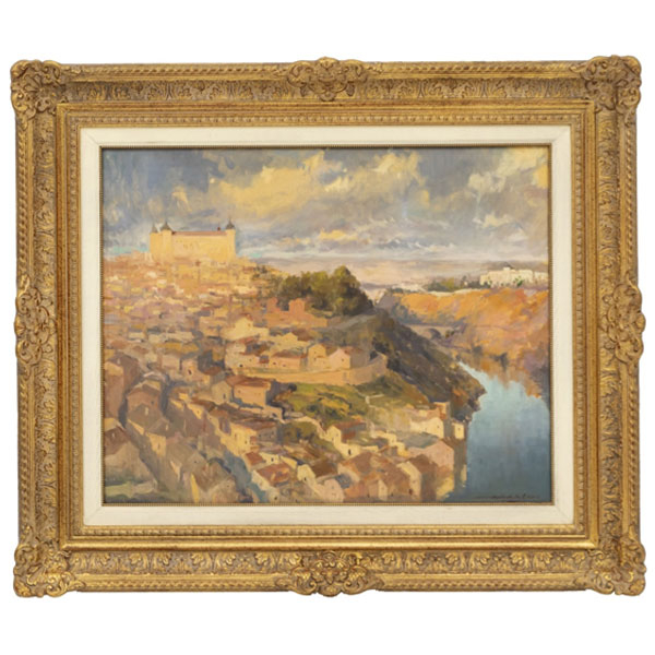 ANGEL  RUIZ DE LA CASA   (Madrid 1938)  "Atardecer en Toledo"  Firmado: Ruiz de la Casa.  &Oacute;leo / Lienzo 