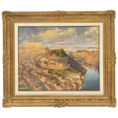ANGEL  RUIZ DE LA CASA   (Madrid 1938)  "Atardecer en Toledo"  Firmado: Ruiz de la Casa.  &Oacute;leo / Lienzo 