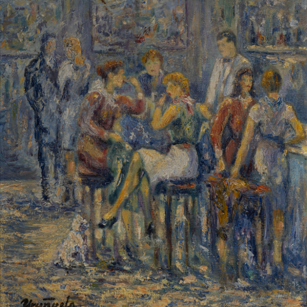 "Café de París".  JESÚS URUÑUELA (Bilbao, 1898-1976). Óleo/Lienzo