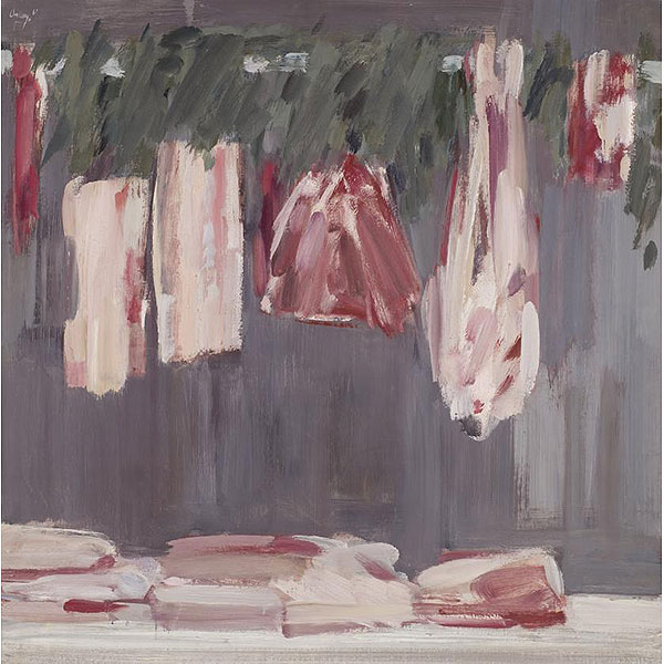 Fermín Aguayo.   &quot;La Boucherie (1961)&quot;. Óleo sobre lienzo. Firmado y fechado (61) en el ángulo superior izquierdo.