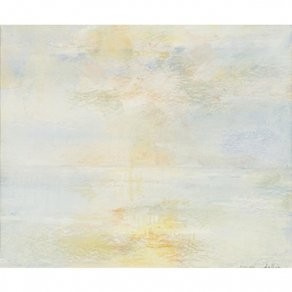 Carmen Laffón. "Puesta de sol". Pastel sobre papel. Firmado en el ángulo inferior derecho.