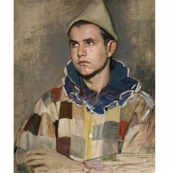 Gabriel Morcillo Raya.   &quot;Arlequín&quot;. Óleo sobre lienzo.