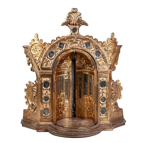 Hornacina de madera tallada y dorada con espejos, S.XVIII
