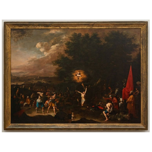 AGOSTINO BELTRANO (Nápoles, 1607 – 1662) "Martirio de San Sebastián".  Óleo sobre lienzo.