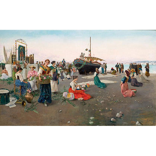 BLAS OLLEROS QUINTANA (1851 - 1919) "La fiesta del Carmen en Nápoles". Óleo sobre lienzo.