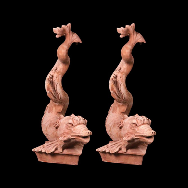 Pareja de Tritones de Boboli, Terracota Impruneta, siglo XX.