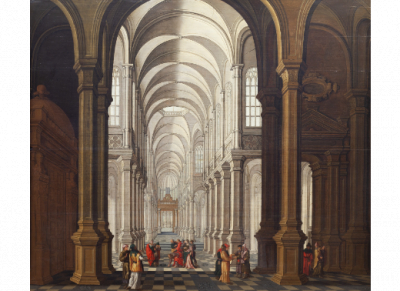 ANTHONIE DE LORME (1610- 1673)  Cristo y la mujer adúltera en el interior de una iglesia 1627. 