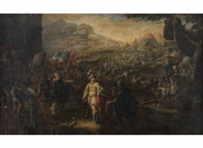 JUAN DE LA CORTE (Amberes, h. 1585-Madrid, 1662)  Retorno triunfal de Judith a Betulia con la cabeza del general asirio Holofernes 
