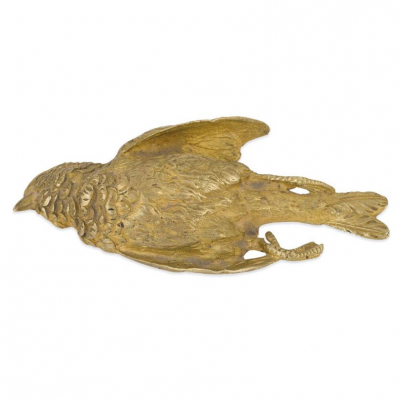Pisapapeles gorrión muerto S. XIX, en bronce dorado al mercurio 