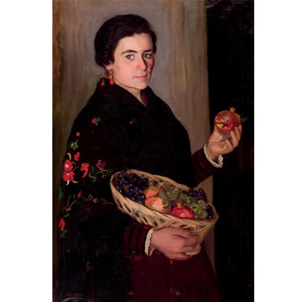 Rafael Latorre.  "Dama con cesto de frutas".