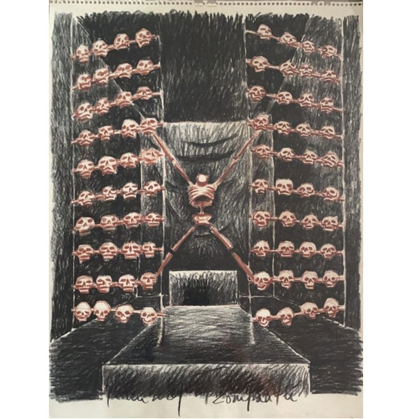 “TZOMPANTLI”- Felipe Ehrenberg – Lápiz sobre papel