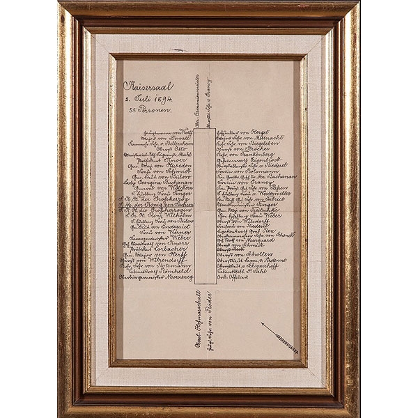 Protocolo manuscrito para un banquete alemán de 1894
