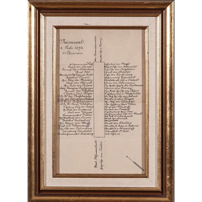 Protocolo manuscrito para un banquete alem&aacute;n de 1894