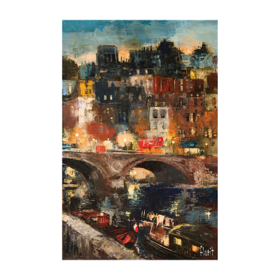 Jos&eacute; Luis Florit Rodero (Madrid, 1907-2001) Puente sobre el Sena. &Oacute;leo sobre tela. Firmado.