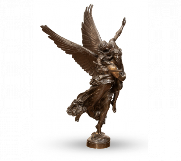 "Gloria Victis".  Grupo escultórico en bronce patinado y dorado. 