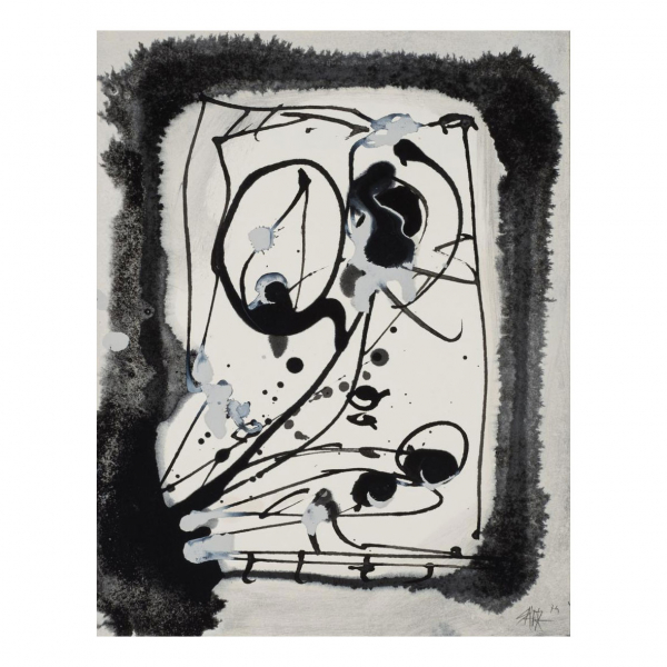 Antonio Saura.   "Sudario 1974". Gouache y tinta china sobre papel. Firmada