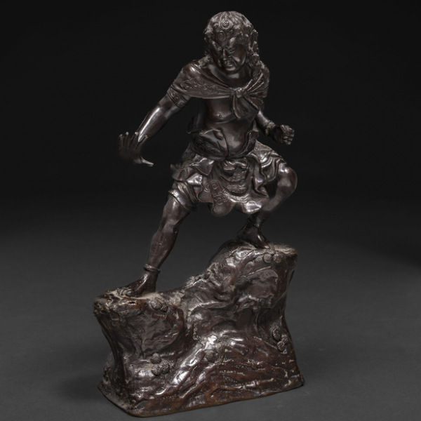 "Guerrero" Escultura de bronce japonesa época Meiji (1868-1912)