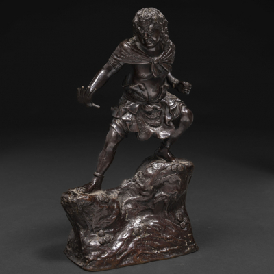 &quot;Guerrero&quot; Escultura de bronce japonesa época Meiji (1868-1912)