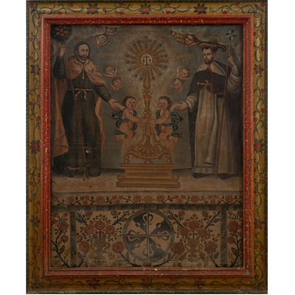 "Martirio de San Pedro"   ESCUELA NOVOHISPANA DEL SIGLO XVIII. Óleo/lienzo