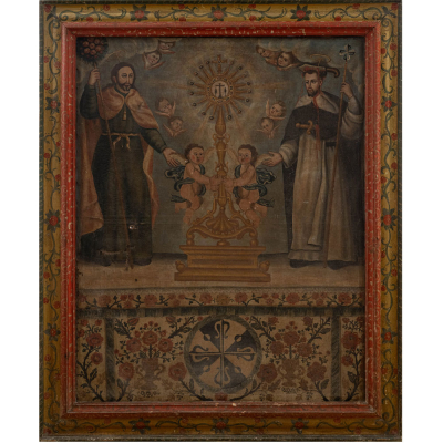 "Martirio de San Pedro"   ESCUELA NOVOHISPANA DEL SIGLO XVIII. &Oacute;leo/lienzo