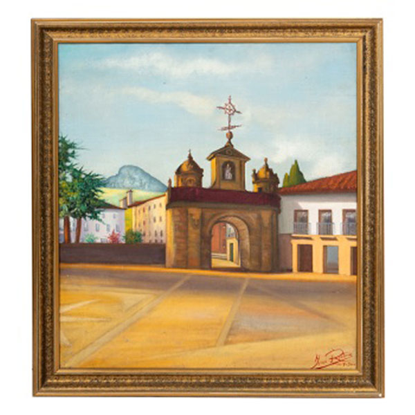 JUAN RAMÓN ISUSI RENTERIA  (Durango, Vizcaya 1887 - 1964) "Arco de entrada al pueblo"